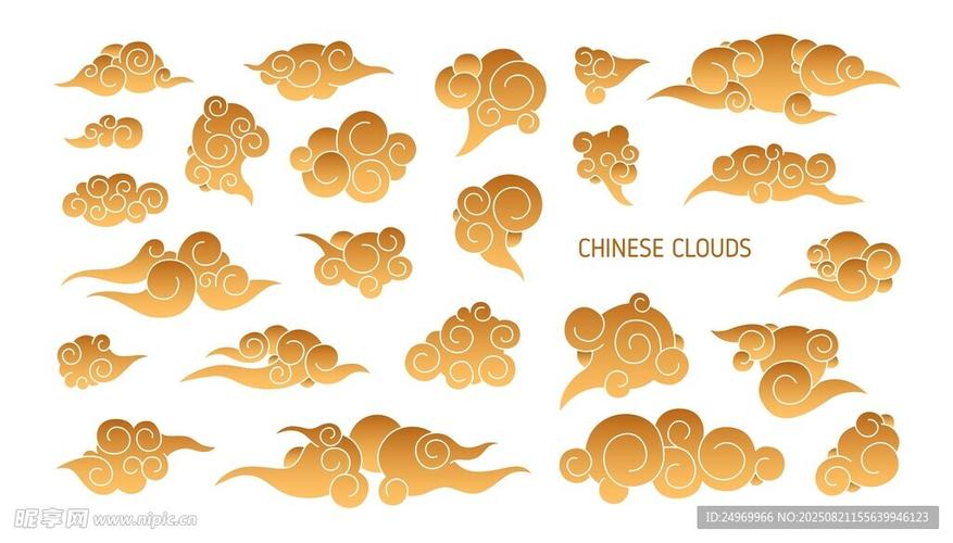 中式传统金色祥云图案集设计图